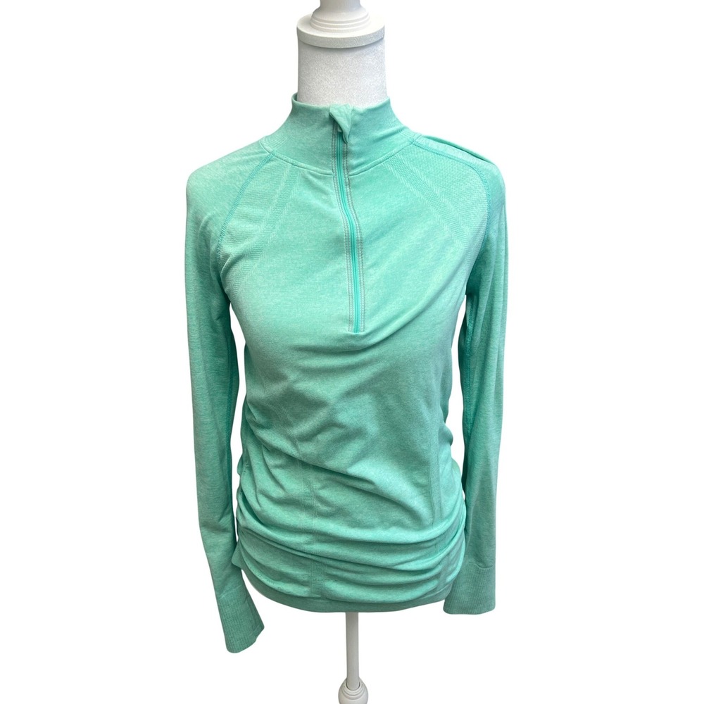 Athleta Momentum Half Zip Pullover Mint Green Seamless Sz S Gorpcore Sporty
